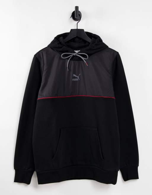 Puma CLSX hoodie in black and red