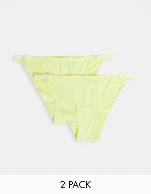 PUMA - Confezione da 2 slip gialli con fascia in vita con logo