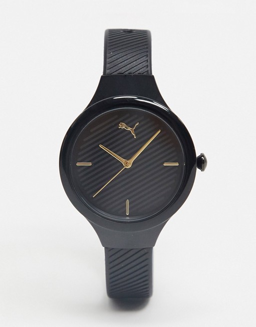 Puma contour silicone round watch in black P1020