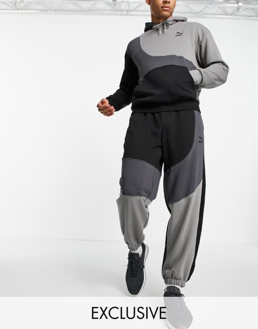 PUMA – Convey – Jogginghose in Schwarz mit Farbblockdesign – exklusiv bei ASOS