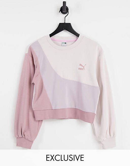 Women Puma convey oversized sweatshirt in pink colourblock Exclusive to  
