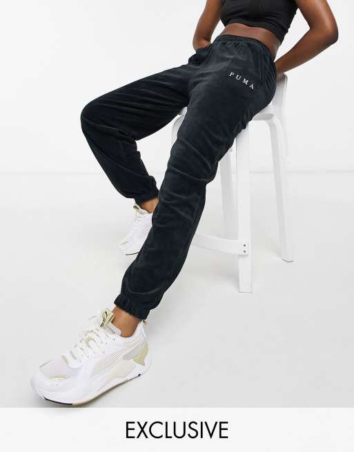 Puma cord balloon crop sweatpants in black- exclusive to ASOS