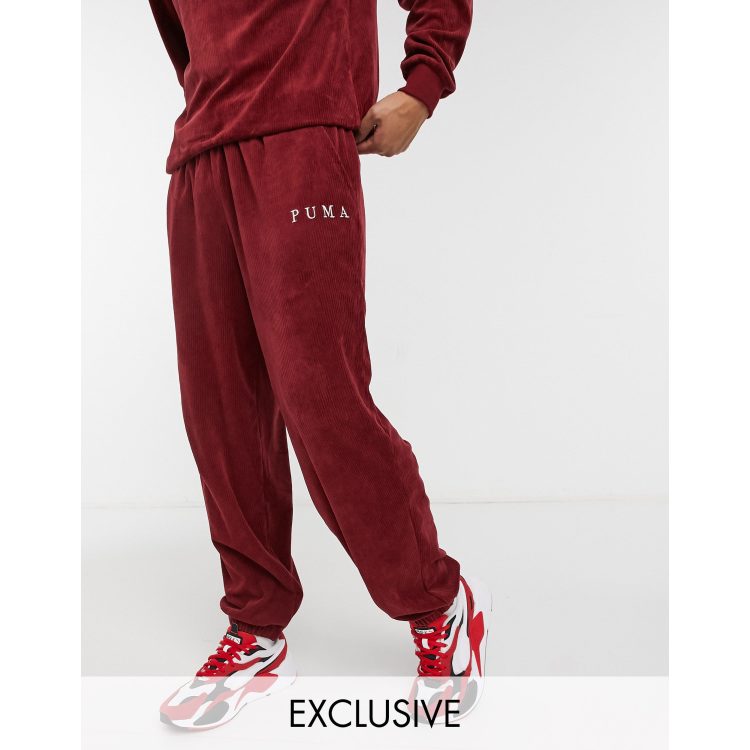 Puma Cord joggers in burgundy exclusive to ASOS