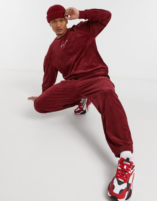 Puma Cord joggers in burgundy exclusive to ASOS