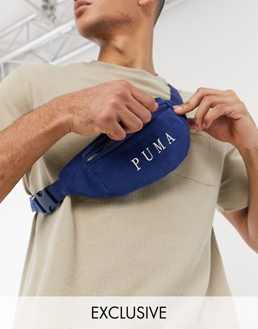 Puma Cord logo bum bag in navy exclusive to ASOS