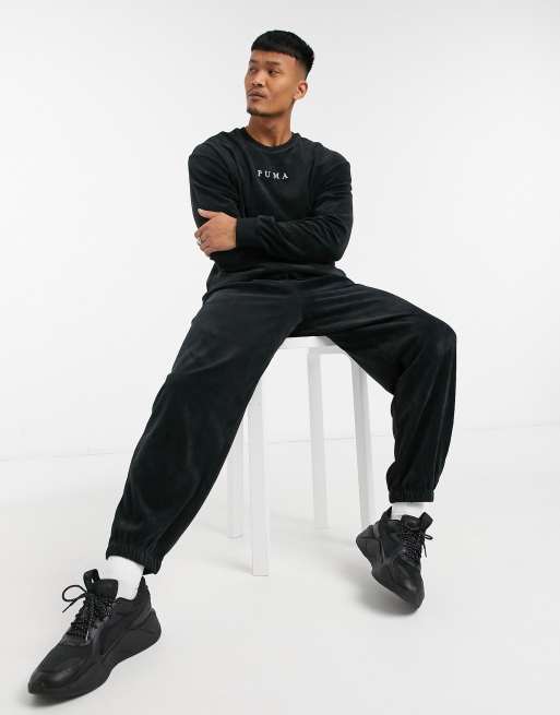 PUMA Cord sweatshirt in black exclusive to ASOS