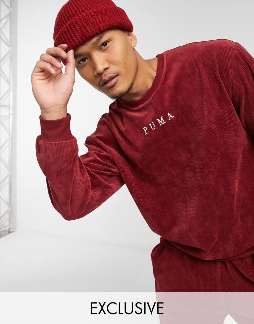 Puma – Cord-Sweatshirt in Burgunderrot, exklusiv bei ASOS | ASOS