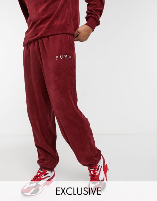 Puma - Corduroy joggingbroek in bordeauxrood, exclusief bij ASOS