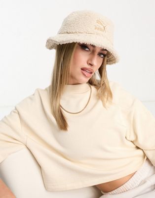 Puma cosy club borg bucket hat in oatmeal - exclusive to ASOS