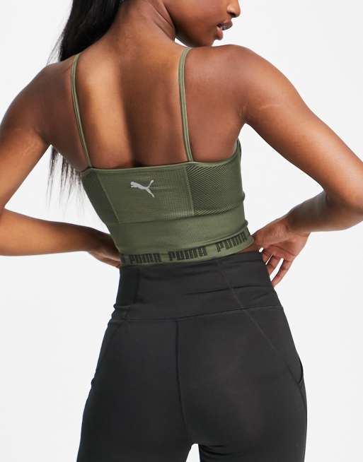 Puma - Crop top sans coutures en tissu Evo Knit - Vert foncé, 2 de 4