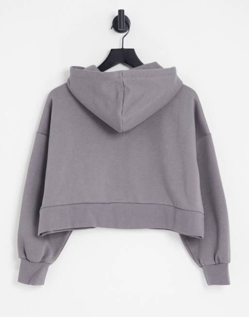 PUMA - Cropped grå hættetrøje med gennemgående lynlås - Kun hos ASOS, 2 af 4