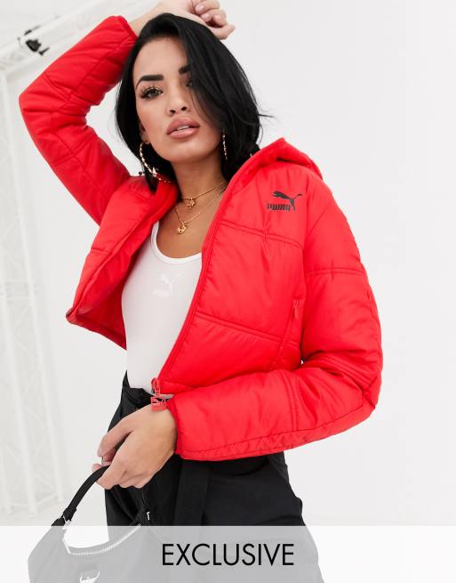 Red crop hot sale puffer coat