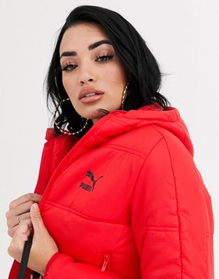 puma red puffer jacket