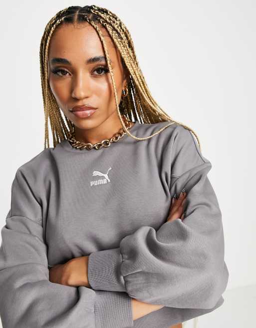 Puma - Cropped recht sweatshirt in grijs, exclusief bij ASOS