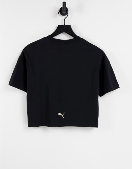 Puma - Cropped T-shirt met korte mouwen in zwart, 4 van 4