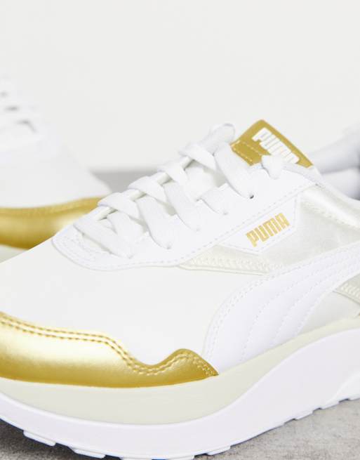 White and gold puma shoes sales and purse