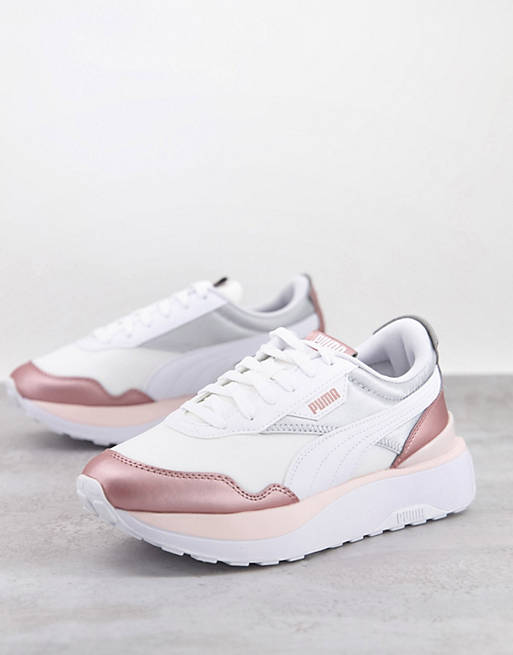 Shoes Trainers/Puma Cruise Rider Metal trainers in white and rose gold 