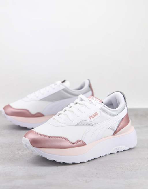 white and rose gold trainers uk