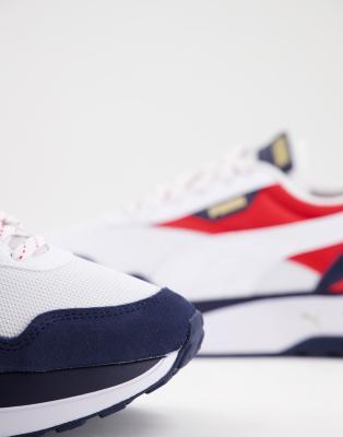 red and white puma trainers