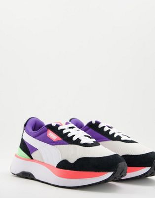 Puma Cruise rider Silk road trainers in black white and pink - ASOS Price Checker