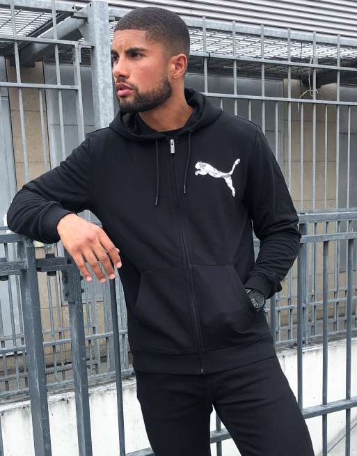 Puma – Czarna bluza z kapturem zapinana na zamek