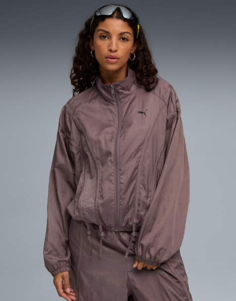 Puma Dare to oversized woven jacket in purple in raisin - view 1