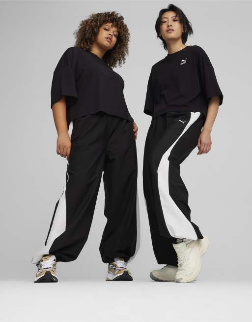 Puma Dare to parachute pants in puma black-white