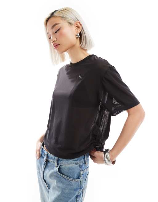 PUMA - Dare To - T-shirt effet rétréci en tulle - Noir