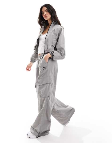 Women Cotton Pants, Cotton Striped Pants, Loose Pants, Gray Women