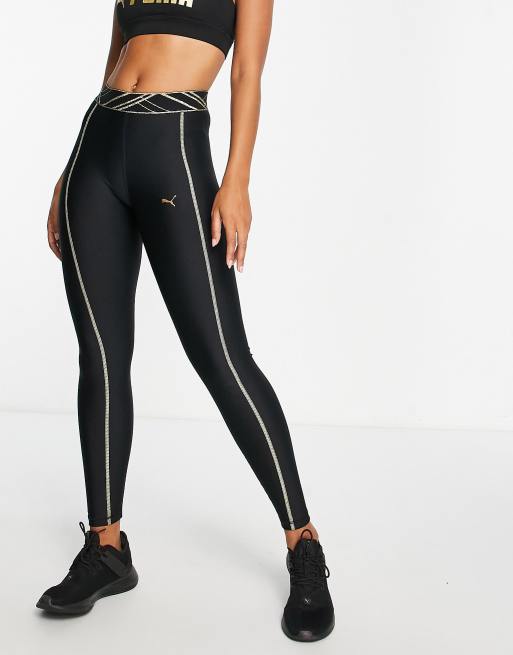 Puma deco glam high waist full legging tights in black ASOS