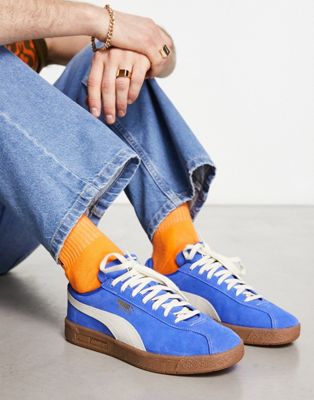 Puma Delphin trainers in royal blue with gum sole