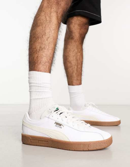 Puma Delphin trainers in white with gum sole