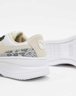 puma deva reptile flatform trainers in stone
