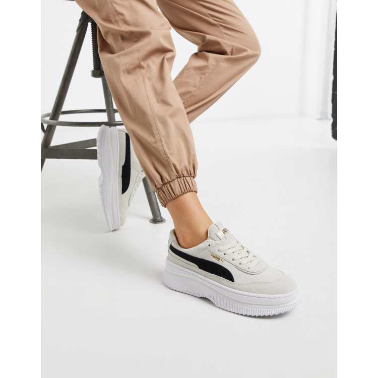 Puma Deva Suede flatform trainers in white ASOS