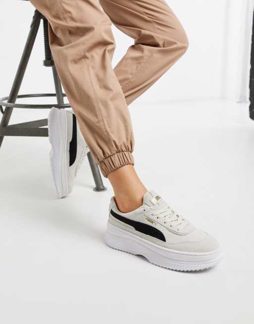 Puma Deva Suede flatform trainers in white ASOS