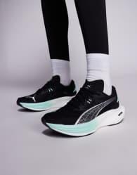 Puma Deviate Nitro 3 trainers black and turquoise