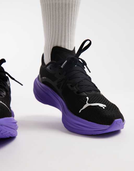 Puma Deviate Nitro 3 trainers in black and purple | ASOS