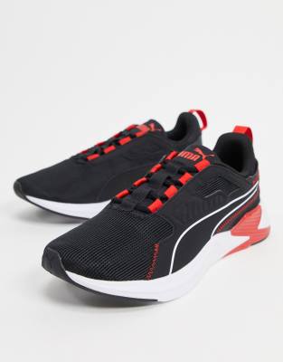 puma black and red trainers