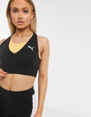 black v neck sports bra