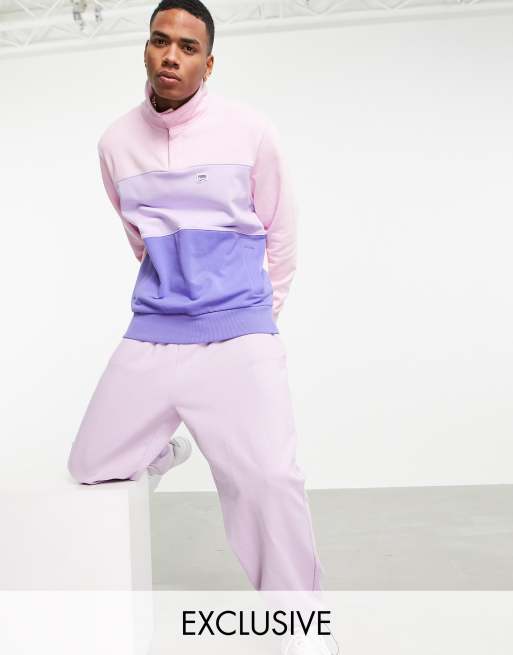 Puma Downtown button down jumper in purple and pink exclusive to ASOS