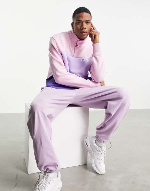 Puma Downtown button down sweatshirt in colour block lilac Exclusive to ASOS ASOS