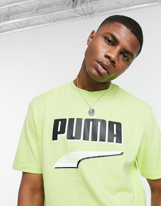 Puma Downtown chest logo t-shirt in lime