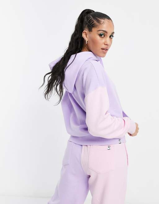 Puma Downtown color block hoodie in lilac and pink exclusive to ASOS