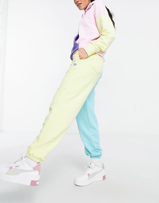 Puma Downtown color-block sweatpants in pink and yellow - Exclusive to ASOS | ASOS