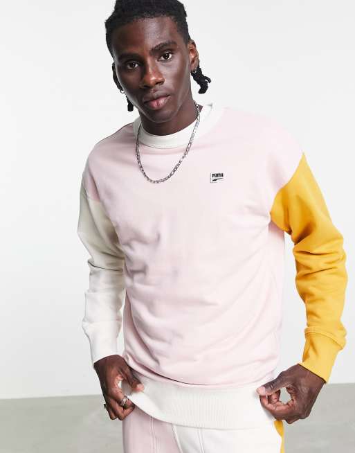 Puma Downtown color block sweatshirt in pink exclusive to ASOS