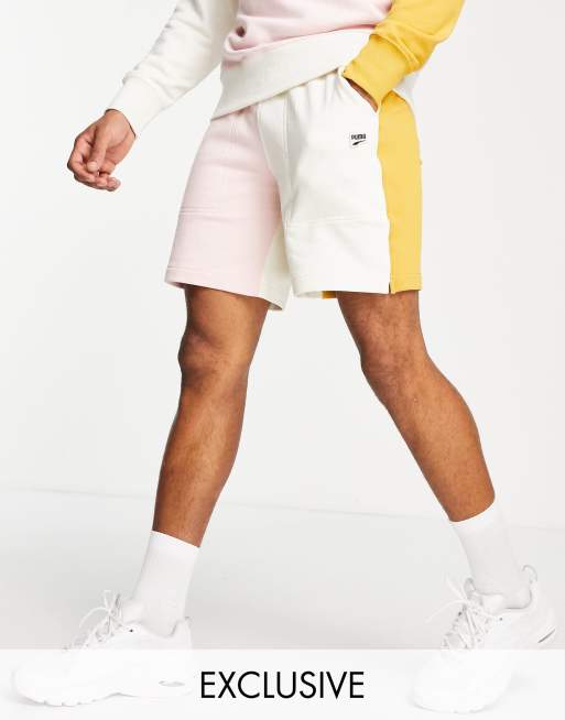 PUMA Downtown colour-block shorts in pink - Exclusive to ASOS