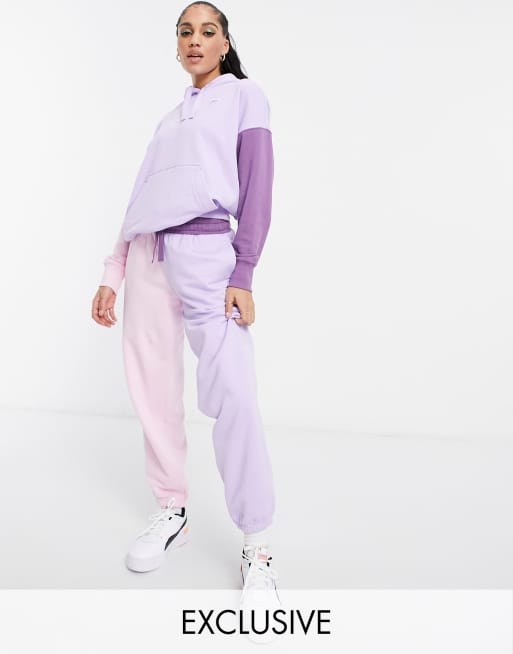 PUMA Downtown colour-block trackies in lilac and pink - Exclusive to ASOS