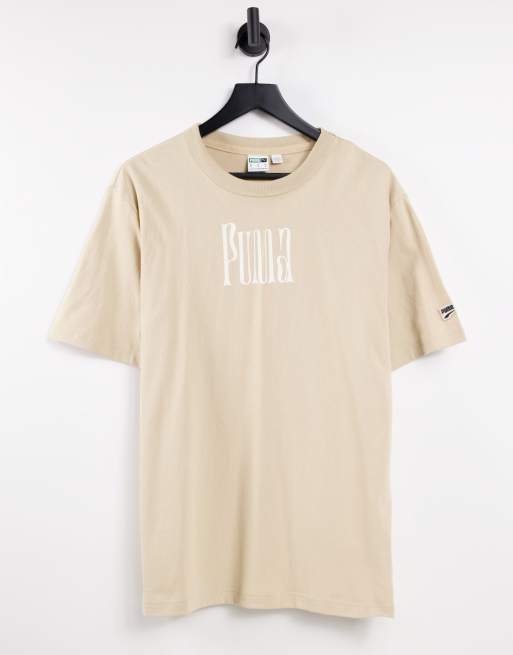 Puma Downtown graphic logo ASOS beige in T-shirt 