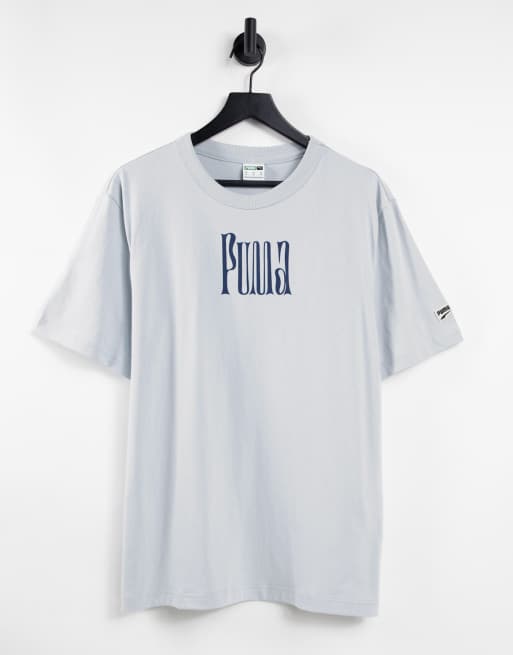 Puma Downtown graphic logo T shirt in gray