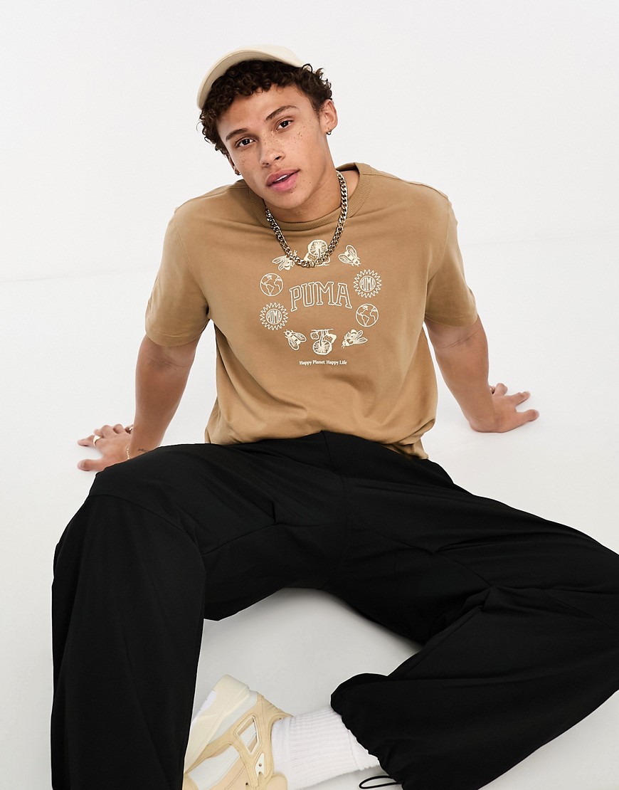 Puma Downtown graphic t-shirt in tan-Brown